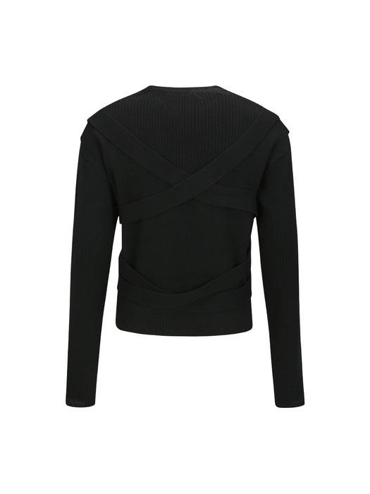 HARNESS CREW-NECK SWEATER atb1152m(BLACK)