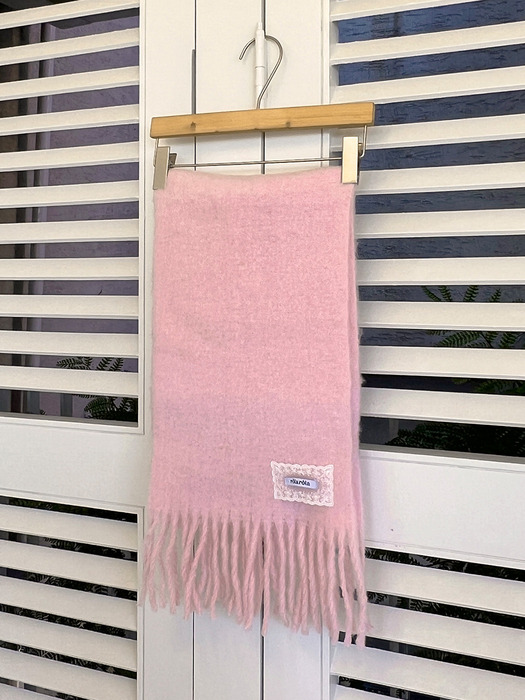 LACE LABEL HAIRY MUFFLER PINK