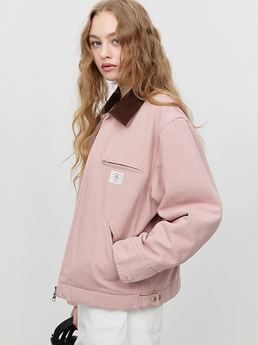 UNISEX VINTAGE CANVAS WORK JACKET DUSTY PINK_UDJU5A110P1