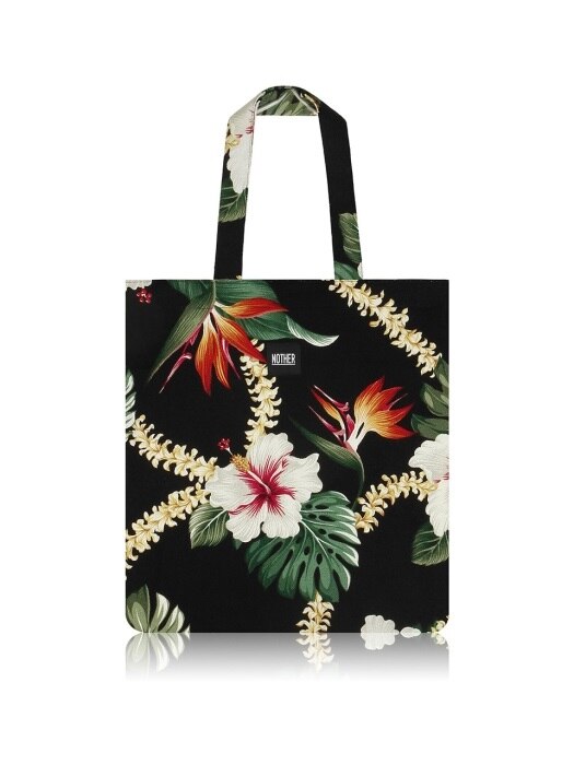 Layla Hawaiian Flat Tote Bag (Black)