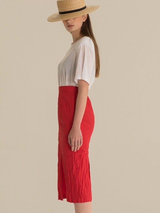 CRINKLE H-LINE SKIRT (red)