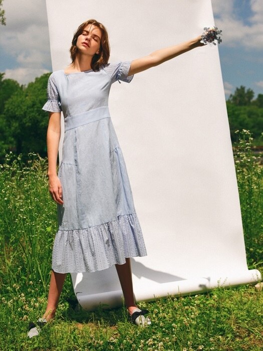 Linen broderie dress