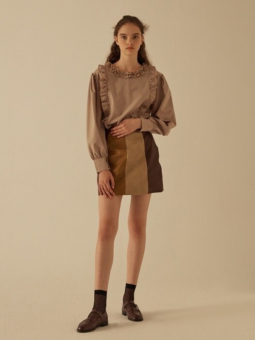 mgmg artificial leather skirt_brown
