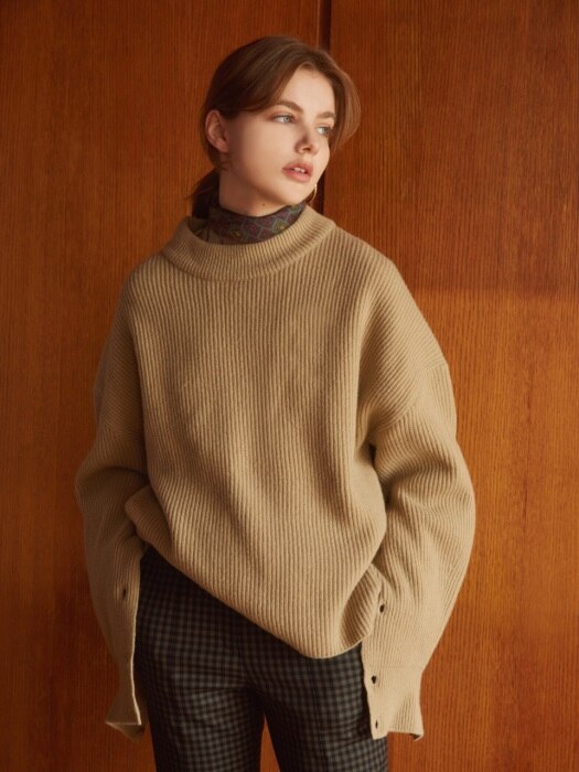 high collar knit sweater
