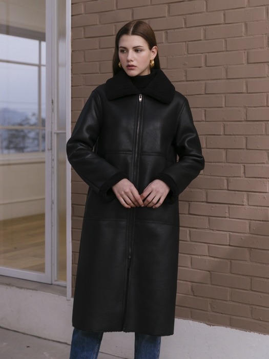 Premium shearing long coat [BLACK]