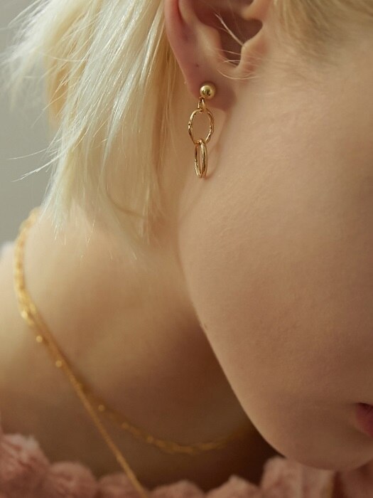 Double Round Gold Earring