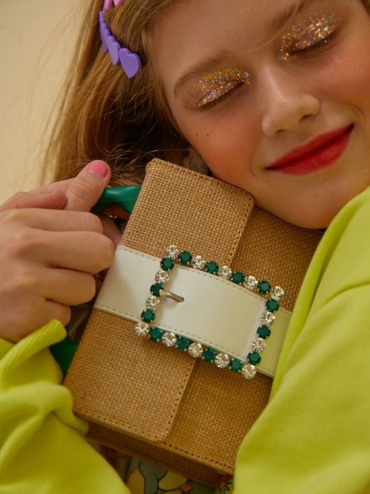 Lady Embellished Pocket Bag_Raffia Green