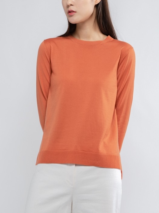 Superfine Wool Knit Top - Orange Coral 
