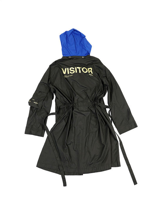 Khaki Contrast Hood Visitor Shiny Rain Coat (Genderless)