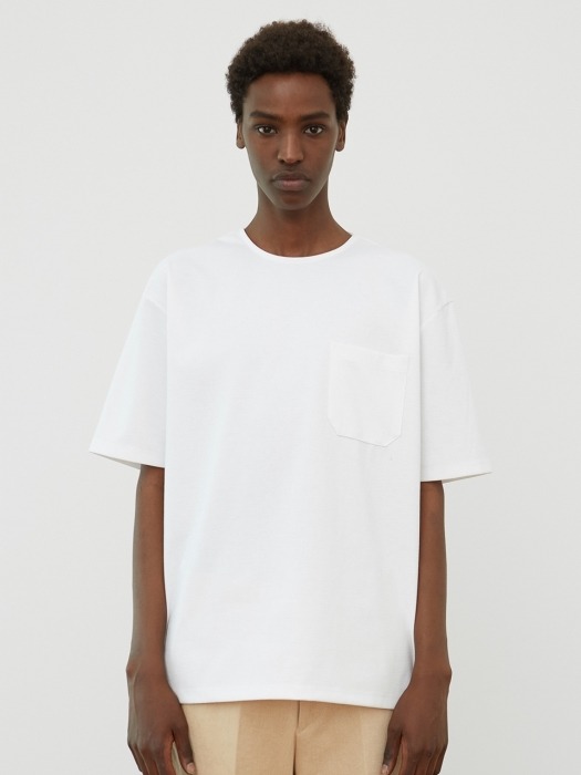 라이트 코튼 로맨틱 포켓 티셔츠(white)