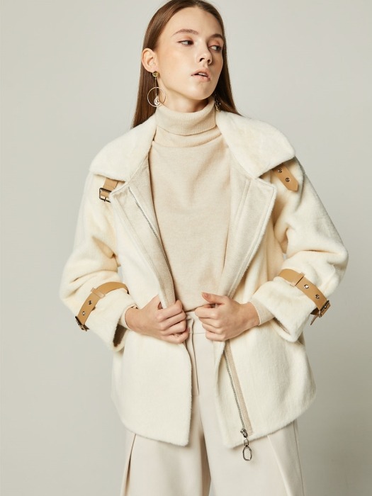 무스탕 ECO fake fur SHORT MUSTANG Ivory