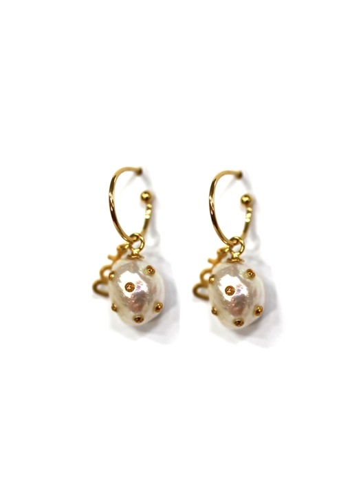 CL098 Tou pearl gold earring