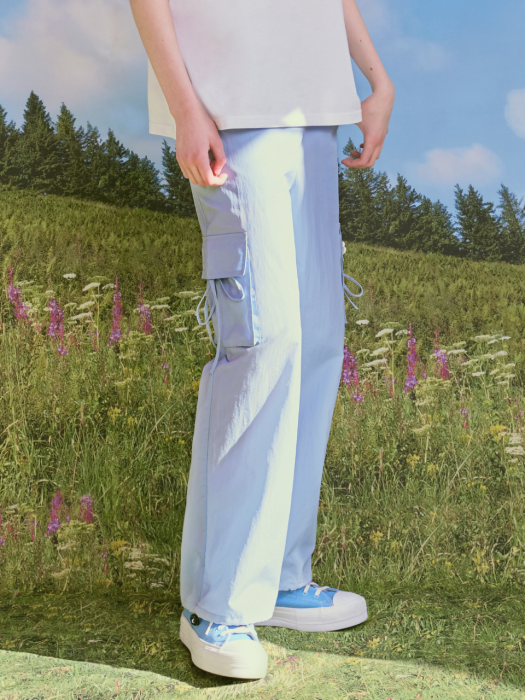 (PT-20142) CARGO STRING JOGGER PANTS LIGHT BLUE