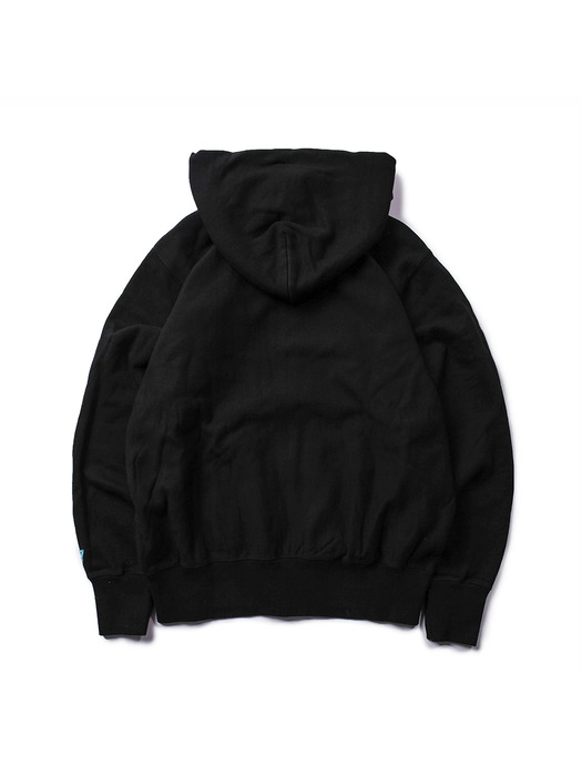 Loose Fit Zip-up Hoody -Black-