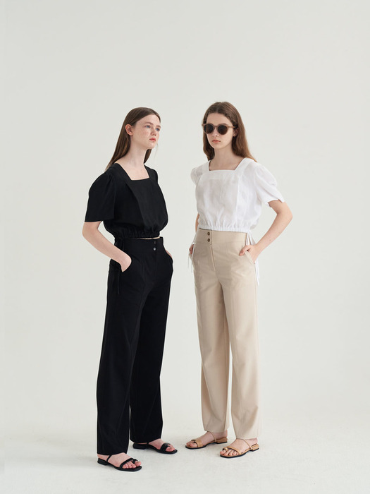 20 SUMMER_Black Tailored Straight Trousers