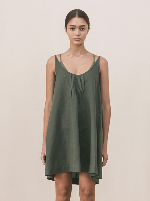 Pin Tuck One Piece/ Olive