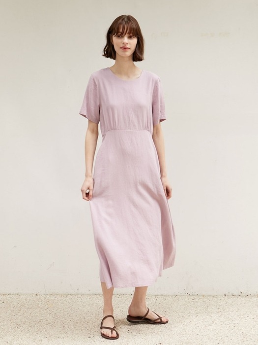 Curved Shirring Dress - Lavender