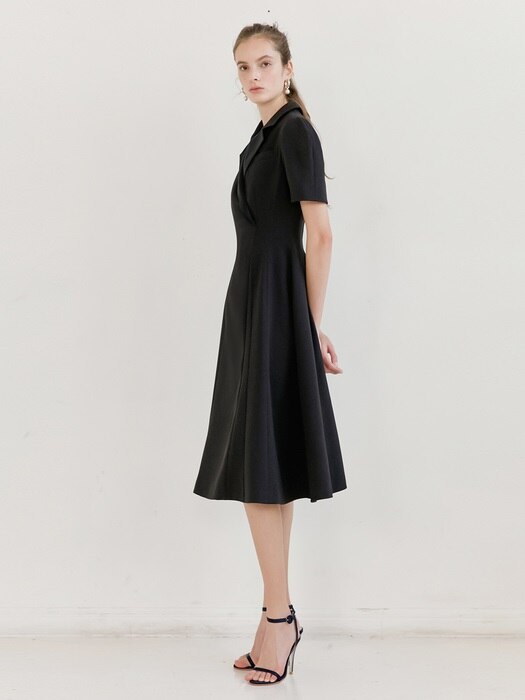 [미전시]MADELYN Double-breasted button blazer dress (Black)