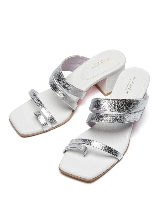 rainbow strap mule-white