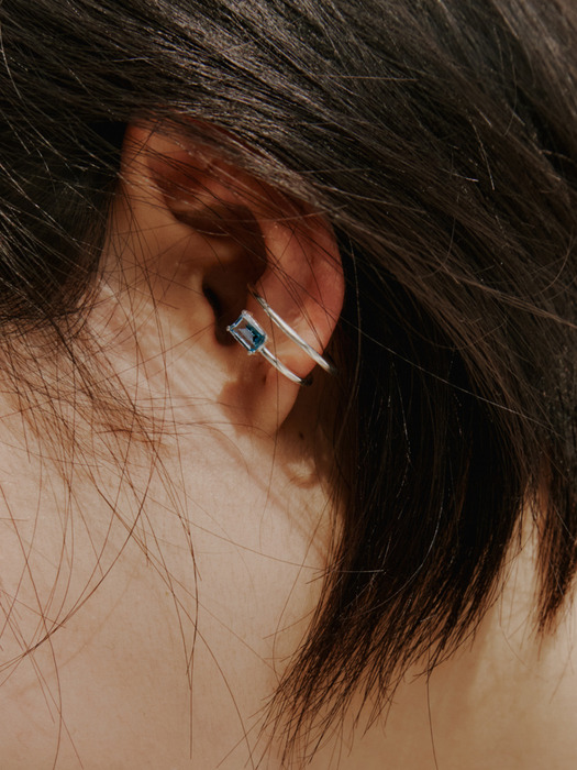 Square Double Earcuff (Silver-2 Color)