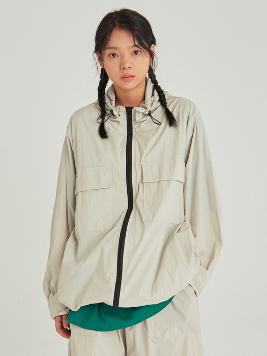 LIGHT WEIGHT ZIP-UP WINDBREAKER_SAND