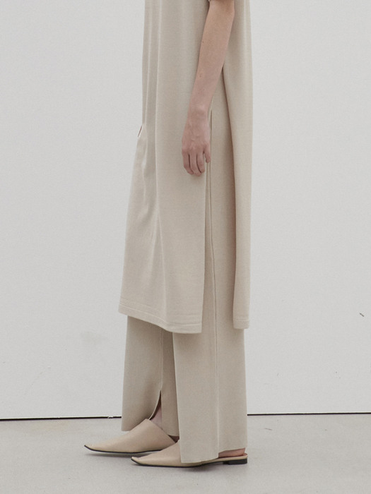 slit point knit pants (gray beige)