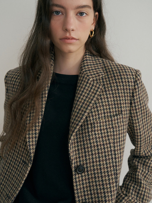 wool check jacket (beige)