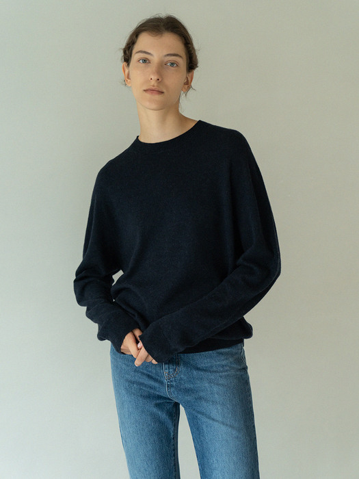 wholegarment wool sweater (navy)