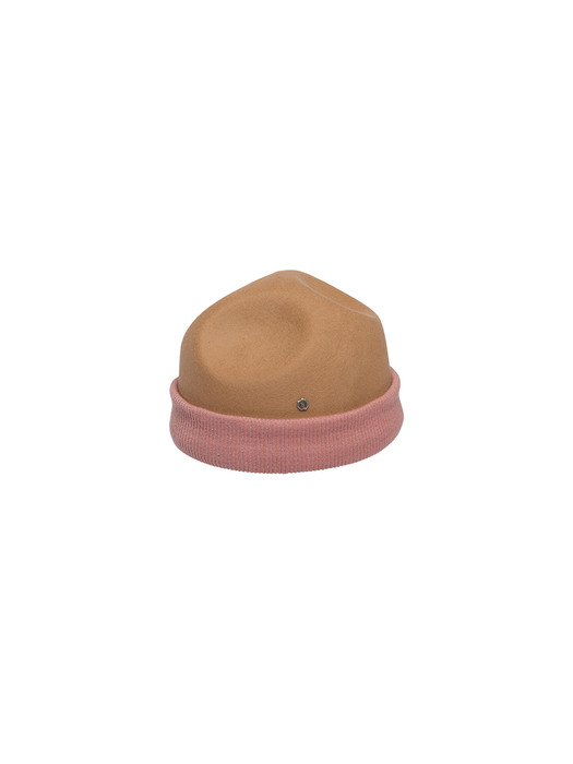 Felt crown beanie - Beige