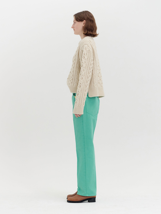 QENEVA Asymmetric Front Denim Pants - Sage Green