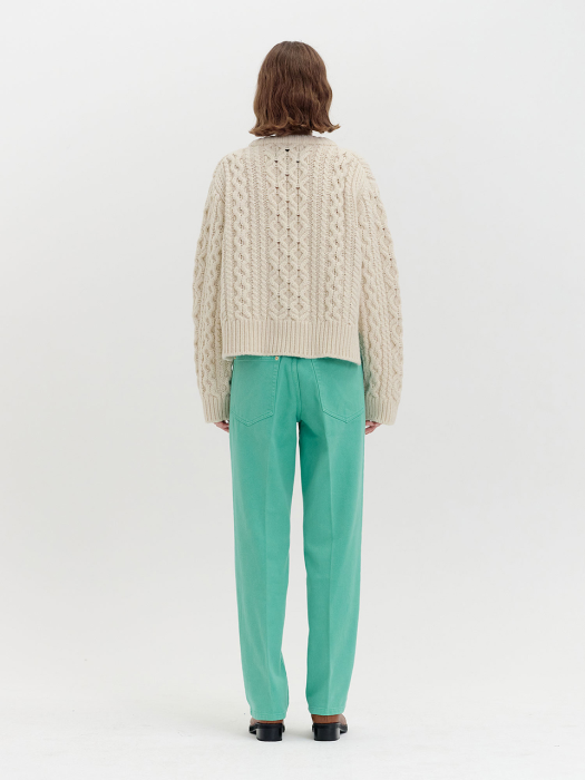 QENEVA Asymmetric Front Denim Pants - Sage Green