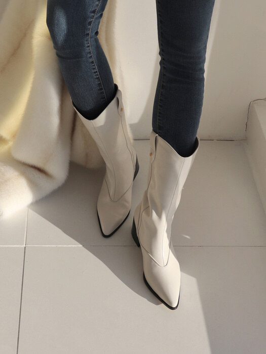 Modern Western Boots_SHELL IVORY (6cm)