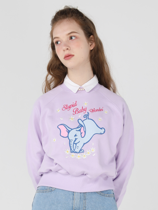 Stupid baby Crop Sweat-shirt [Lilac]