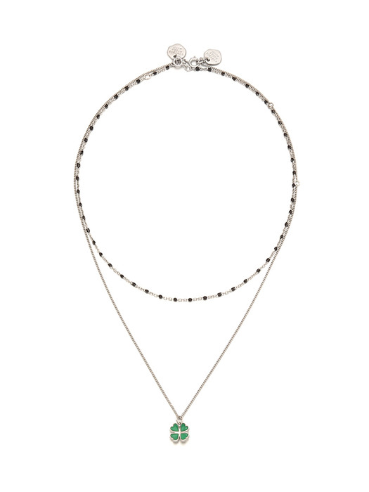 [2SET]Color Dot n Mini Clover Necklace