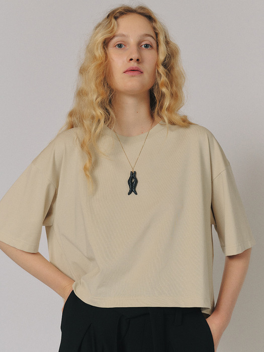 CROP GIZA TOP [L/BEIGE]