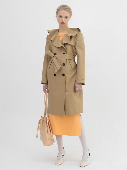 Ruffled Trench (Young Beige) 