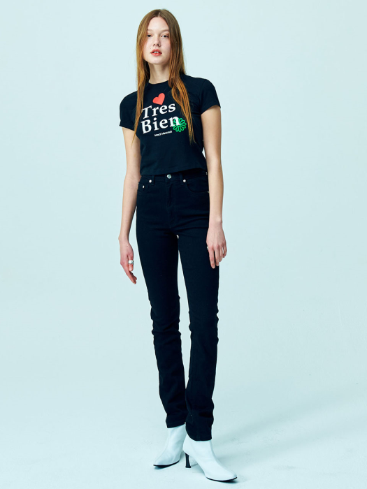 CROPPED TSHIRT - TRES BIEN - BLACK