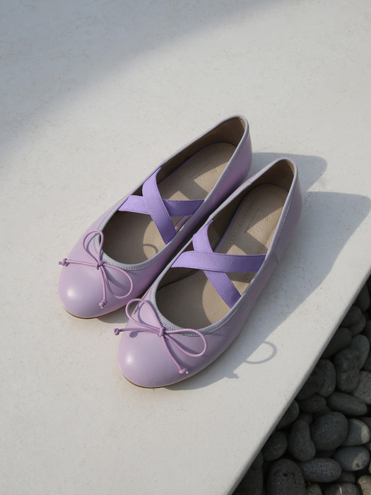 X Strap Ballerina Flat Shoes (Lilac)