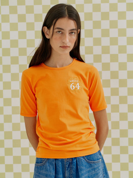 CHESSBOARD CLOVER SLIM T-SHIRT ORANGE (AETS1E015O2)