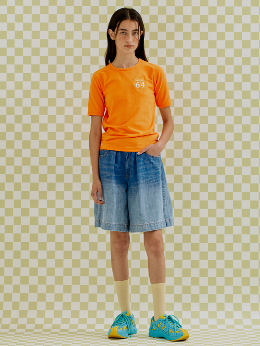 CHESSBOARD CLOVER SLIM T-SHIRT ORANGE (AETS1E015O2)