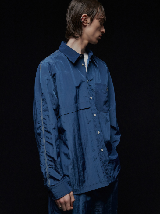 NYLON SHIRT JACKET - NAVY