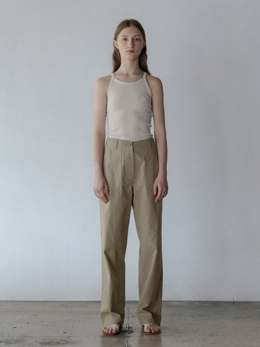 Edie pocket pants (Khaki beige)