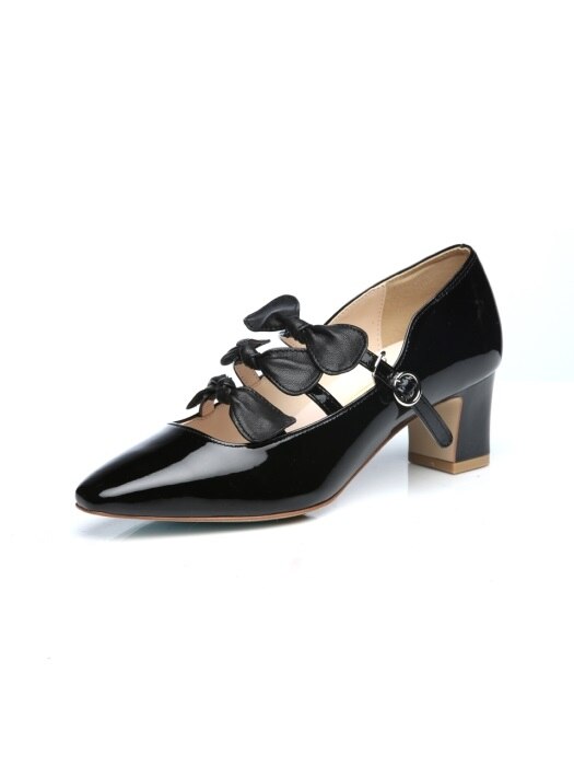 [리퍼브]Ditole 230 Naomi Black 3ribbon pumps 나오미 블랙 리본펌프스