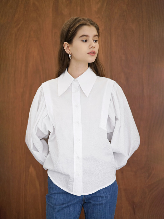 Cotton Volume Layered Shirt_White