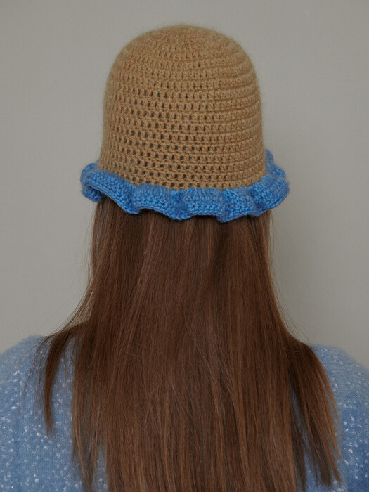 Handmade bucket hat_ Beige+blue