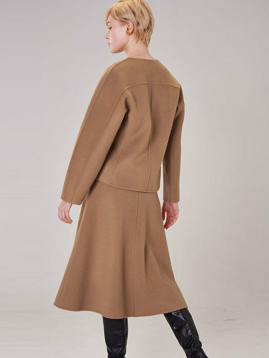 DOUBLE FACE WOOL SKIRT_CAMEL