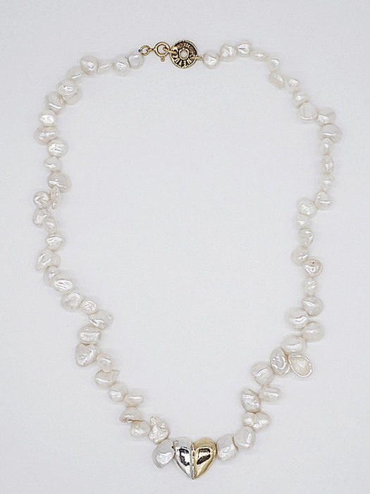 Volume heart pearl necklace