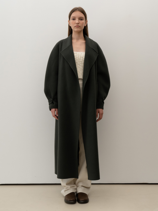 Round Long Handmade Coat_Deep Khaki