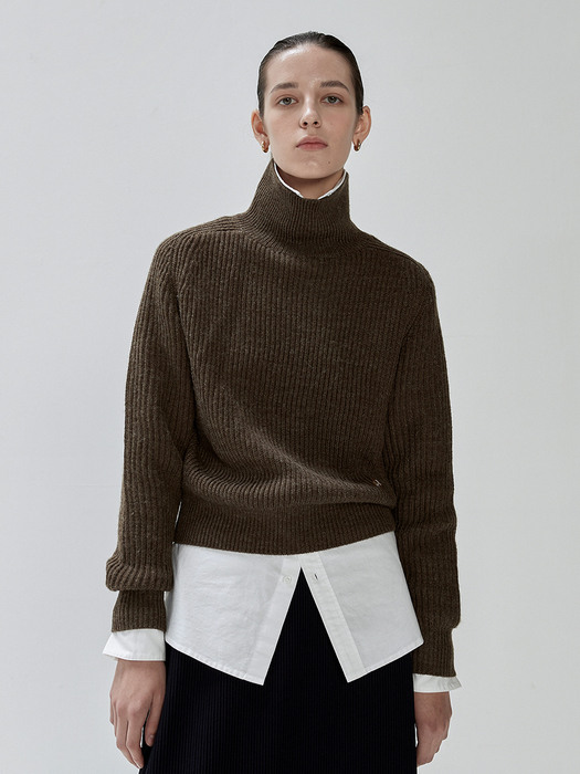 TURTLE NECK KNIT brown