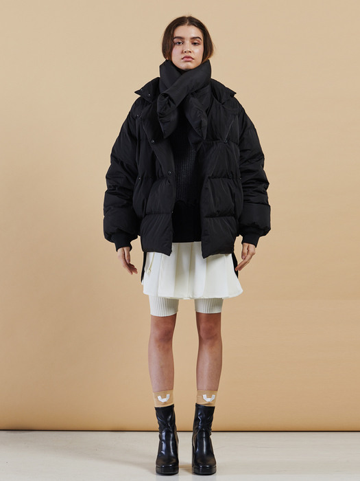 FAN YOUNG Oversized goose down Jacket with goose muffler